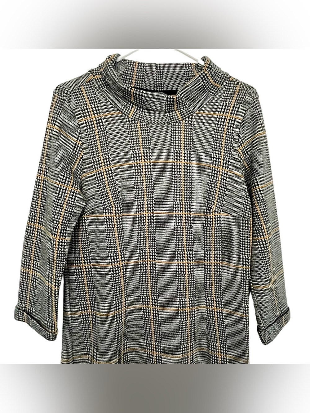 Tom Tailor Classic Houndstooth 1/2 Sleeve Funnel Neck Mini Dress EU 40/ US 8 - Picture 5 of 16
